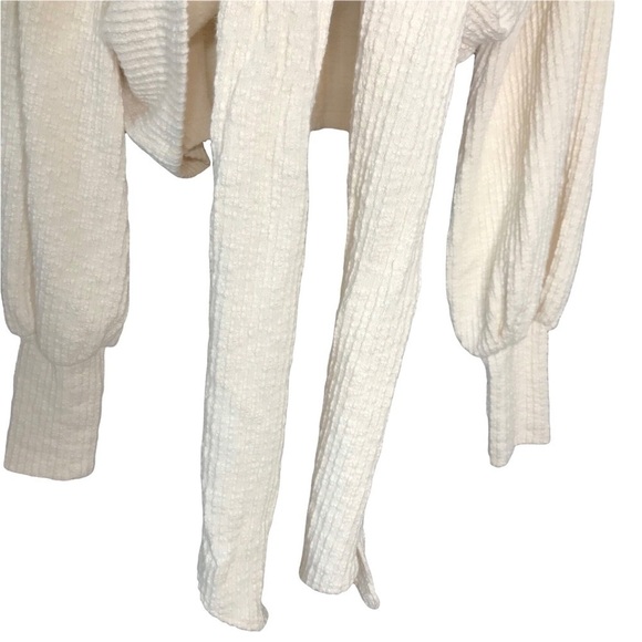 Free People Cream Heavy Popcorn Bubble Drop Sleeve Sweater XSMALL Oversized - Picture 5 of 9